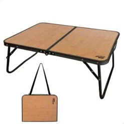 Plein Air Camping Magasin 3 AKTIVE - Table De Camping Pliante Effet Bambou, 60x40x25 Cm