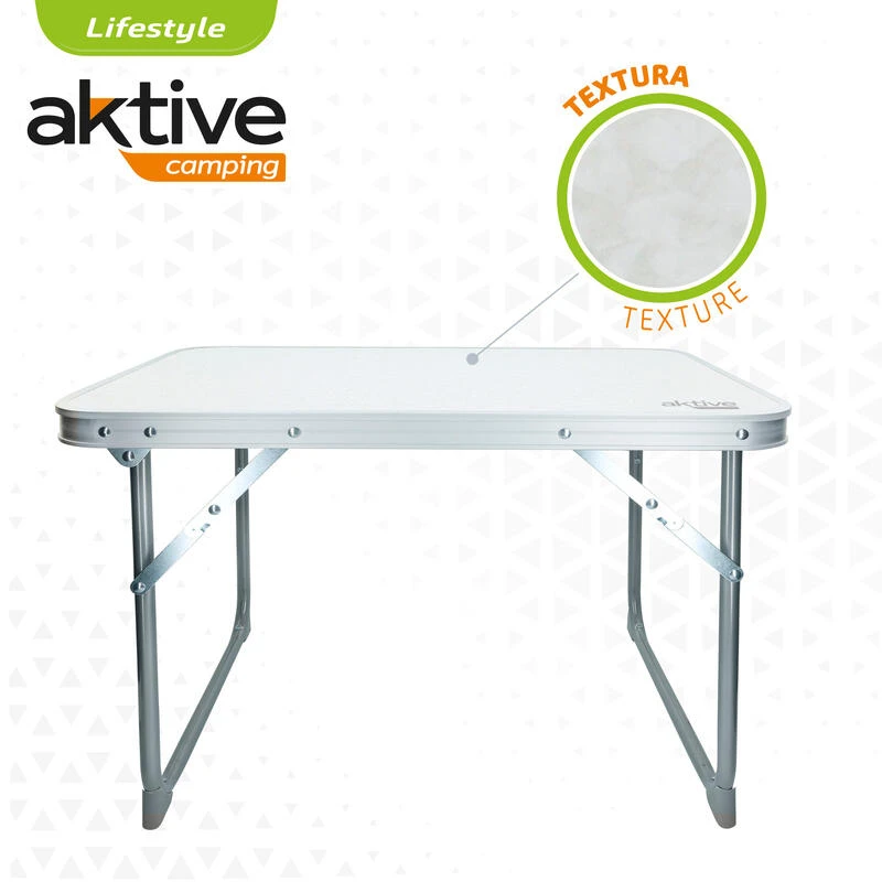 AKTIVE - Table Pliante . Table Basse Blanche En Aluminium - 40x60x40 Cm 3 AKTIVE - Table Pliante . Table Basse Blanche En Aluminium - 40x60x40 Cm – Image 3
