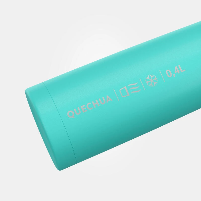 Quechua Bouteille Isotherme Inox 0,4L Avec Gobelet Pour La Randonnée - Turquoise 3 Quechua Bouteille Isotherme Inox 0,4L Avec Gobelet Pour La Randonnée - Turquoise – Image 3