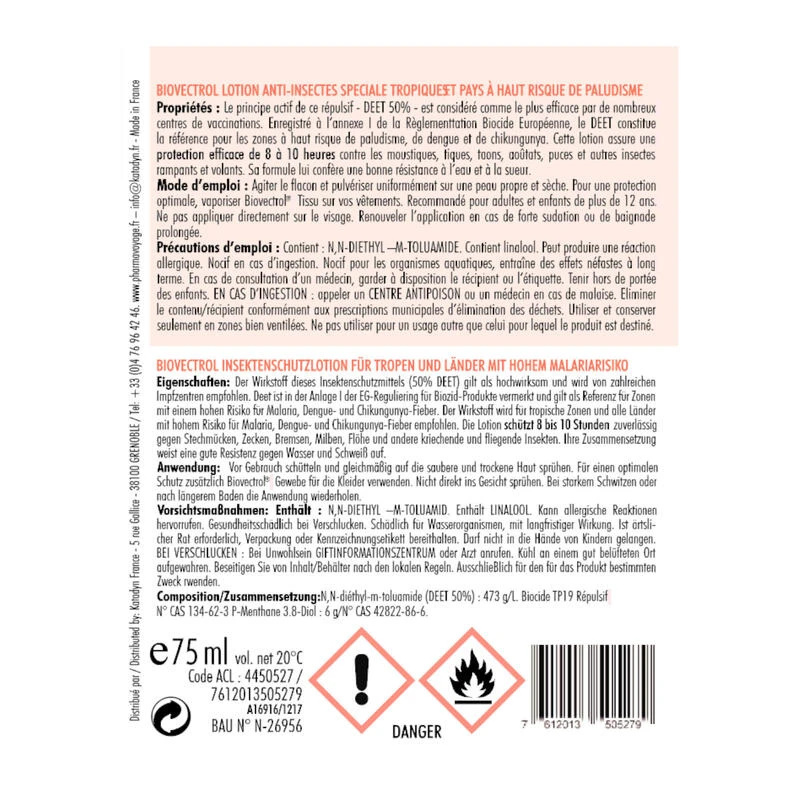 Katadyn Spray Anti Insectes BIOVECTROL - Deet 50% - 75 ML 2 Katadyn Spray Anti Insectes BIOVECTROL - Deet 50% - 75 ML – Image 2